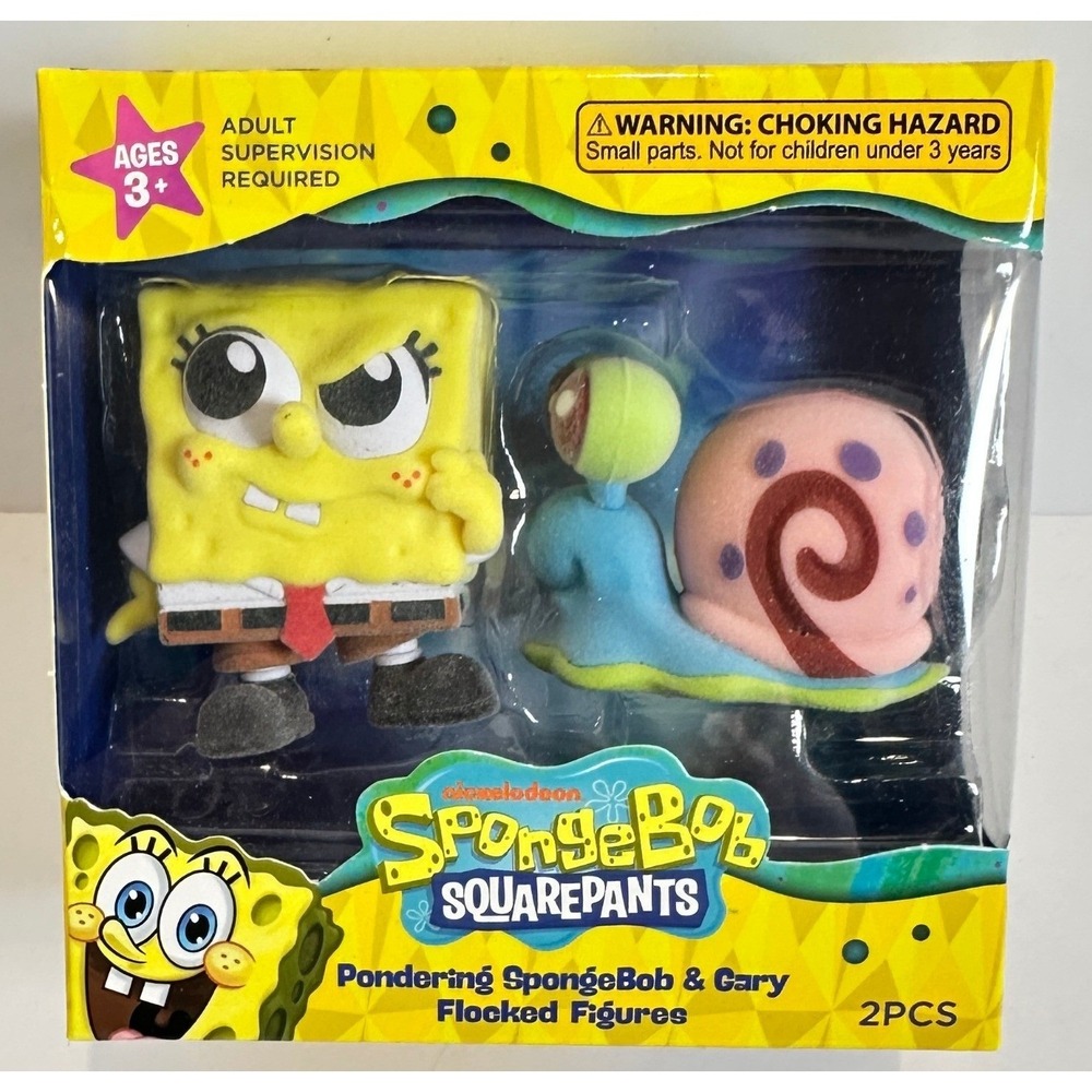 Nickelodeon SpongeBob SquarePants Flocked Figures Set 04 Pondering Gary New Toy